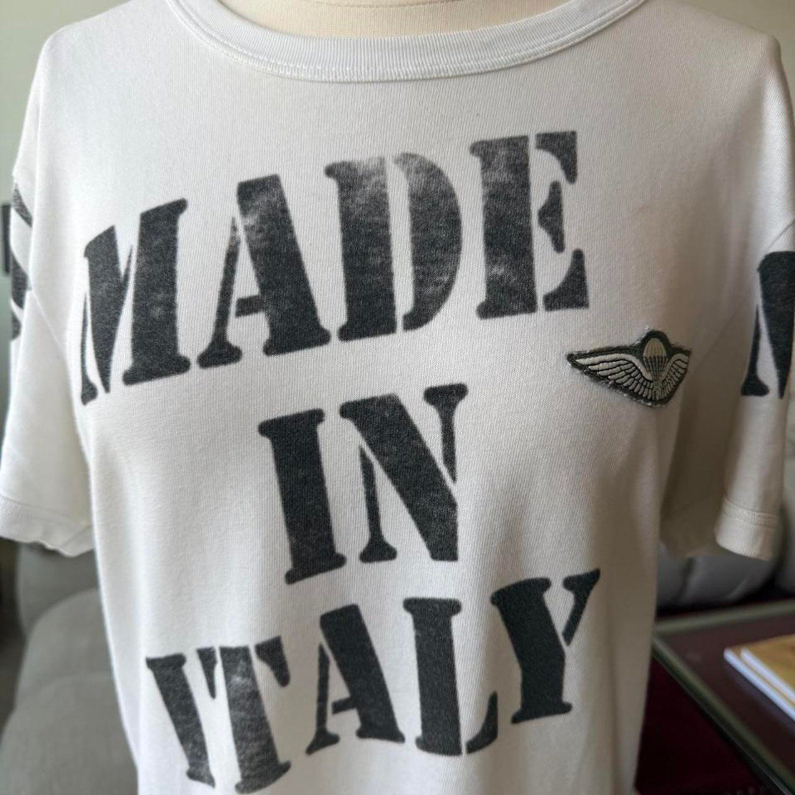 Dolce & Gabbana Made In Italy Stencil Print White T-Shirt