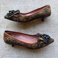 Miu Miu Jeweled Flower Camel Tweed Pointed Kitten Pumps