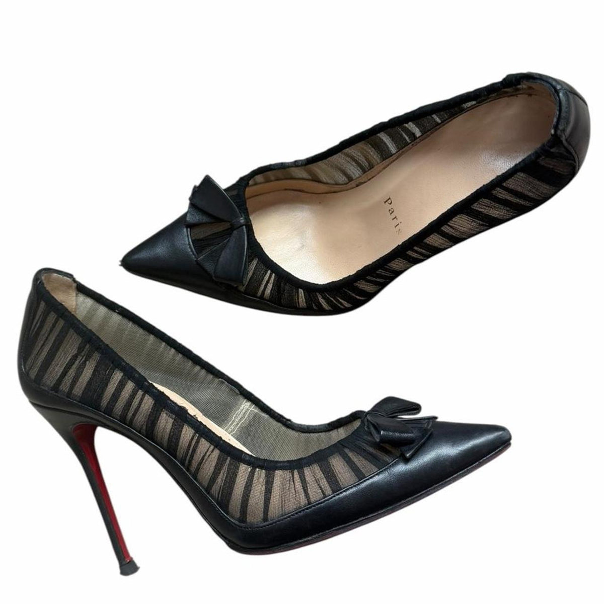 Christian Louboutin Sheer Panel Ribbon Pumps Black