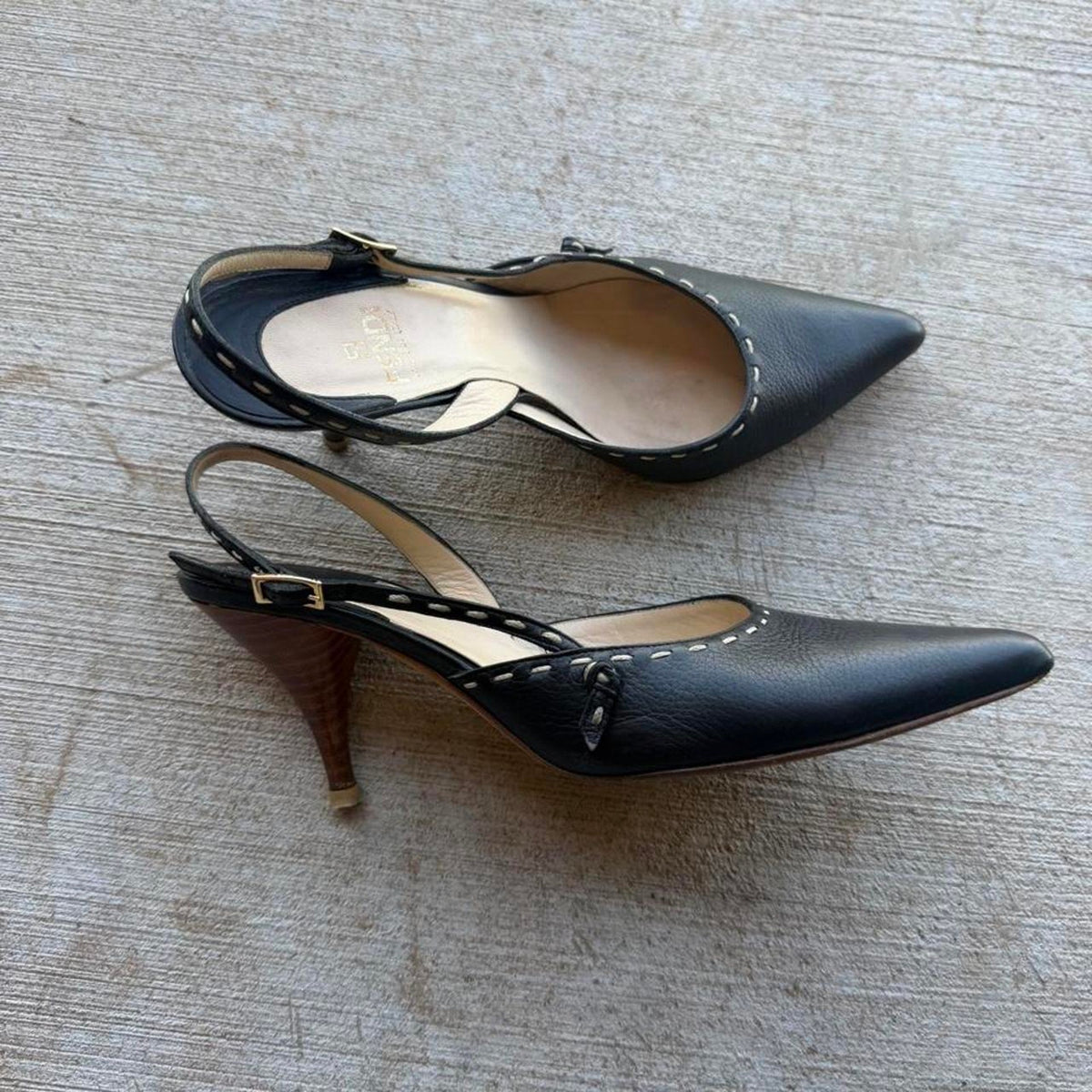 Fendi Selleria Black Leather Slingback Pumps