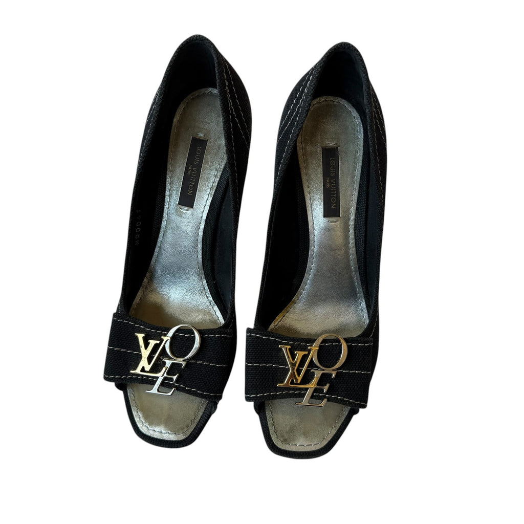 Louis Vuitton LOVE Logo Canvas Pumps