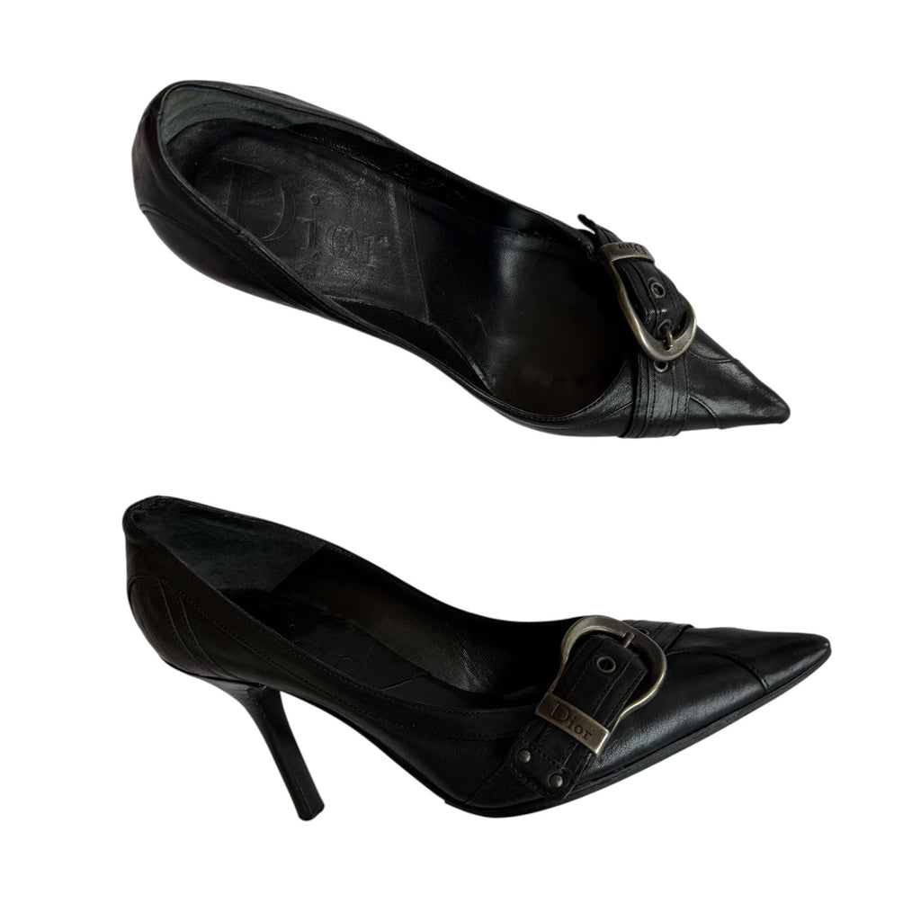 Christian Dior Galliano Leather Belted Pointed Toe Pumps