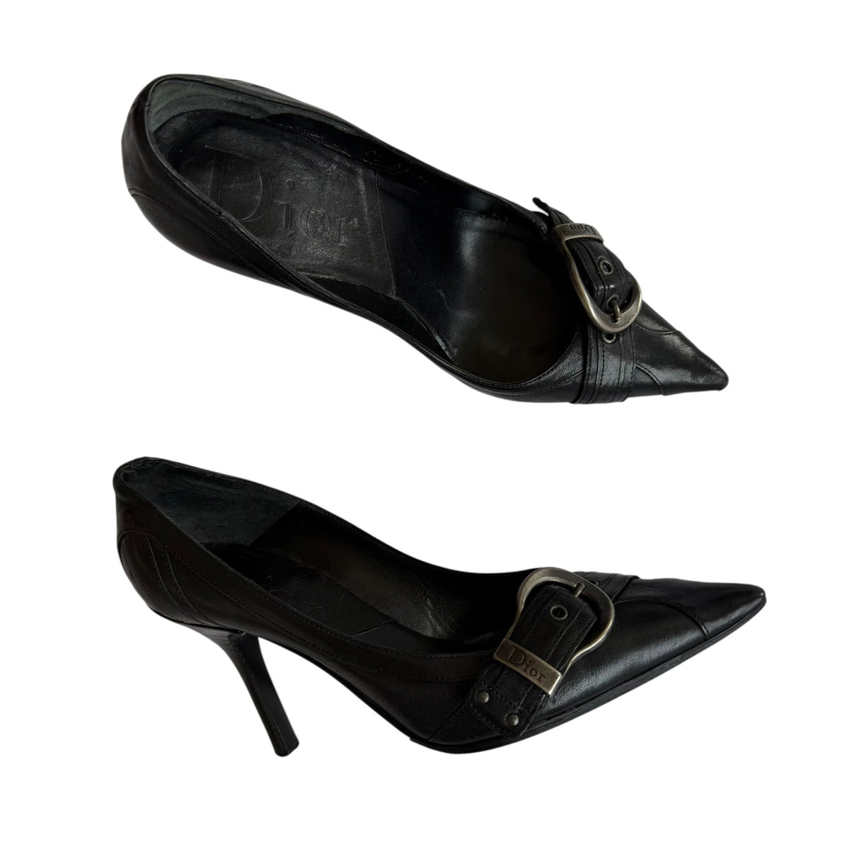 Christian Dior Galliano Leather Belted Pointed Toe Pumps