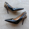 Dsquared2 Leopard Calf Hair Black Patent Pointed Pumps
