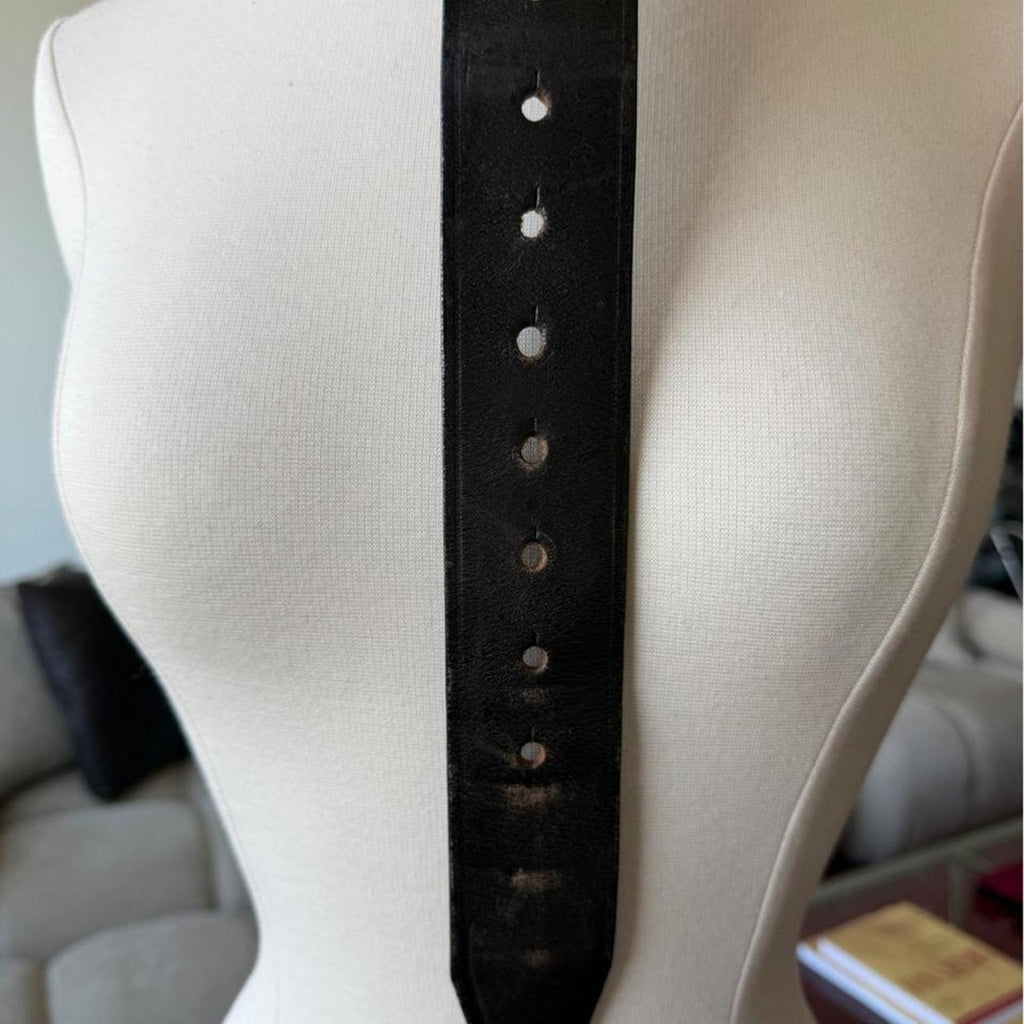 Dsquared2 Purple Brass Logo Buckle Black Leather Belt
