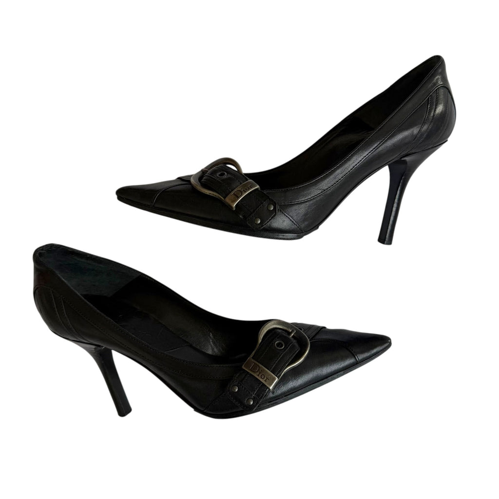 Christian Dior Galliano Leather Belted Pointed Toe Pumps