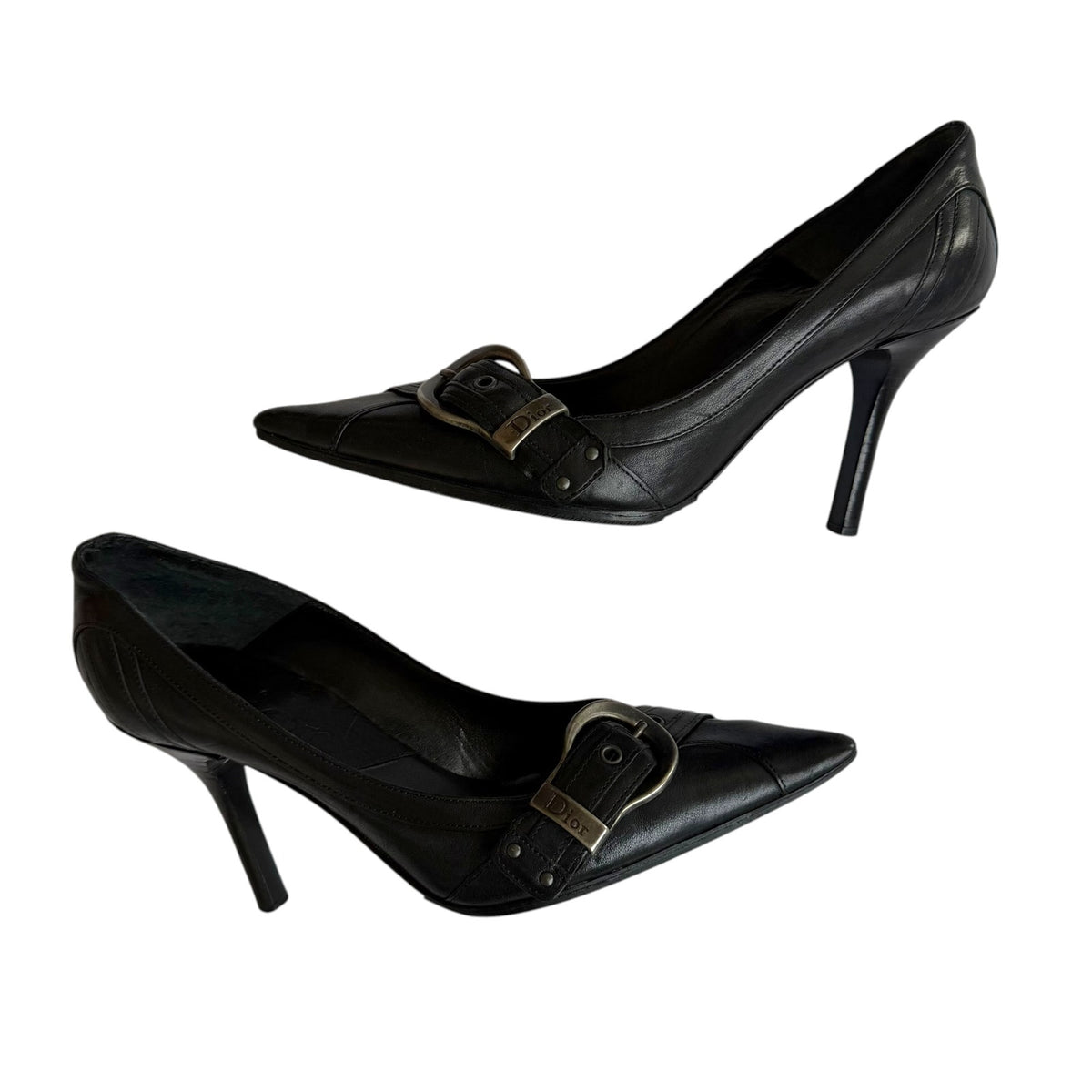 Christian Dior Galliano Leather Belted Pointed Toe Pumps