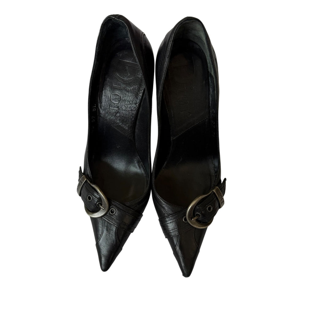 Christian Dior Galliano Leather Belted Pointed Toe Pumps