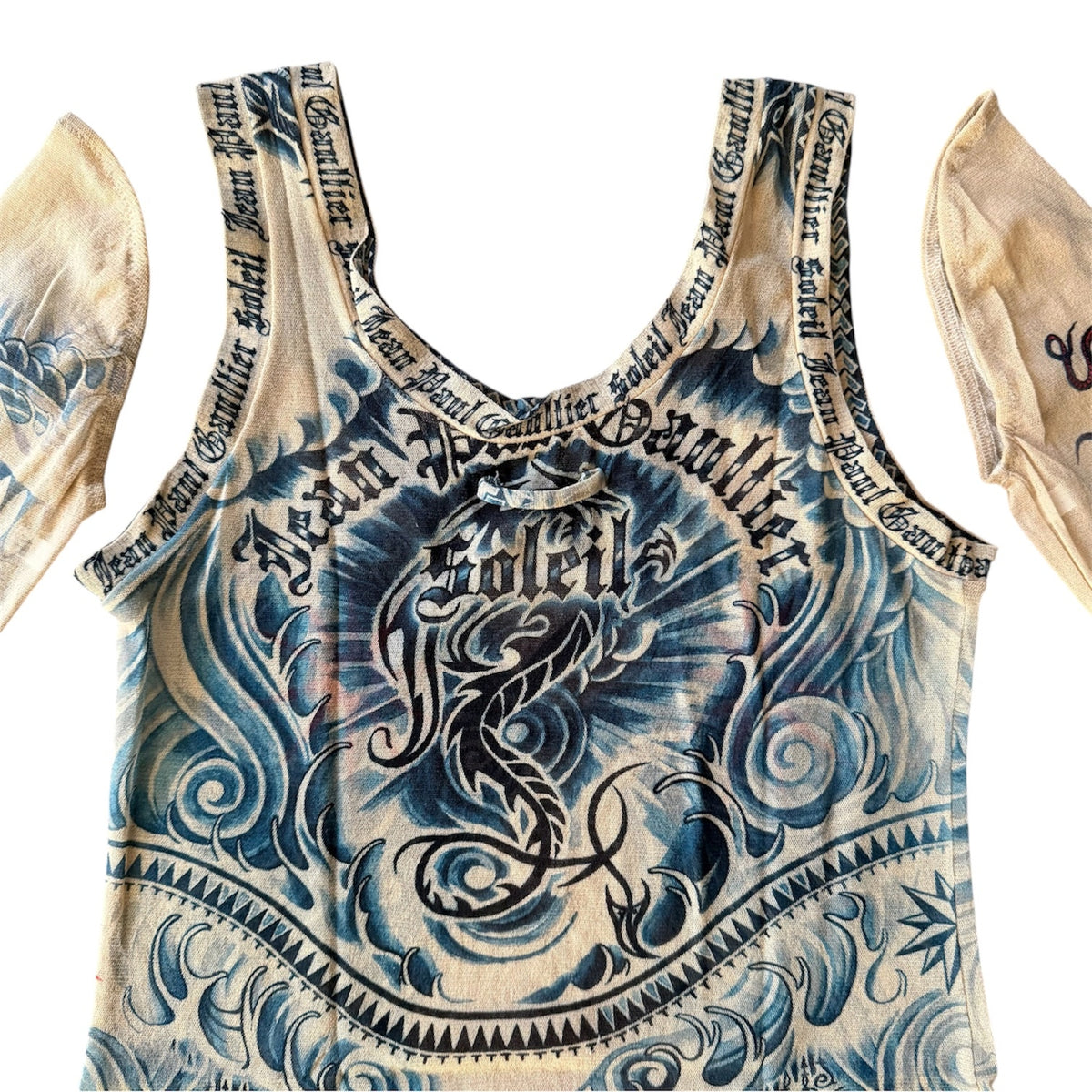 Jean Paul Gaultier Soleil Tattoo Mesh Tank Top