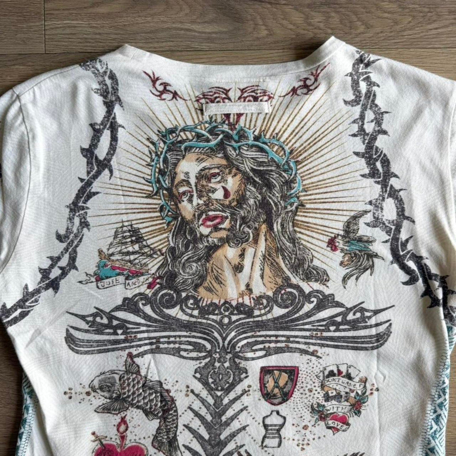 Jean Paul Gaultier Jesus & Mary Tattoo Print T-Shirt