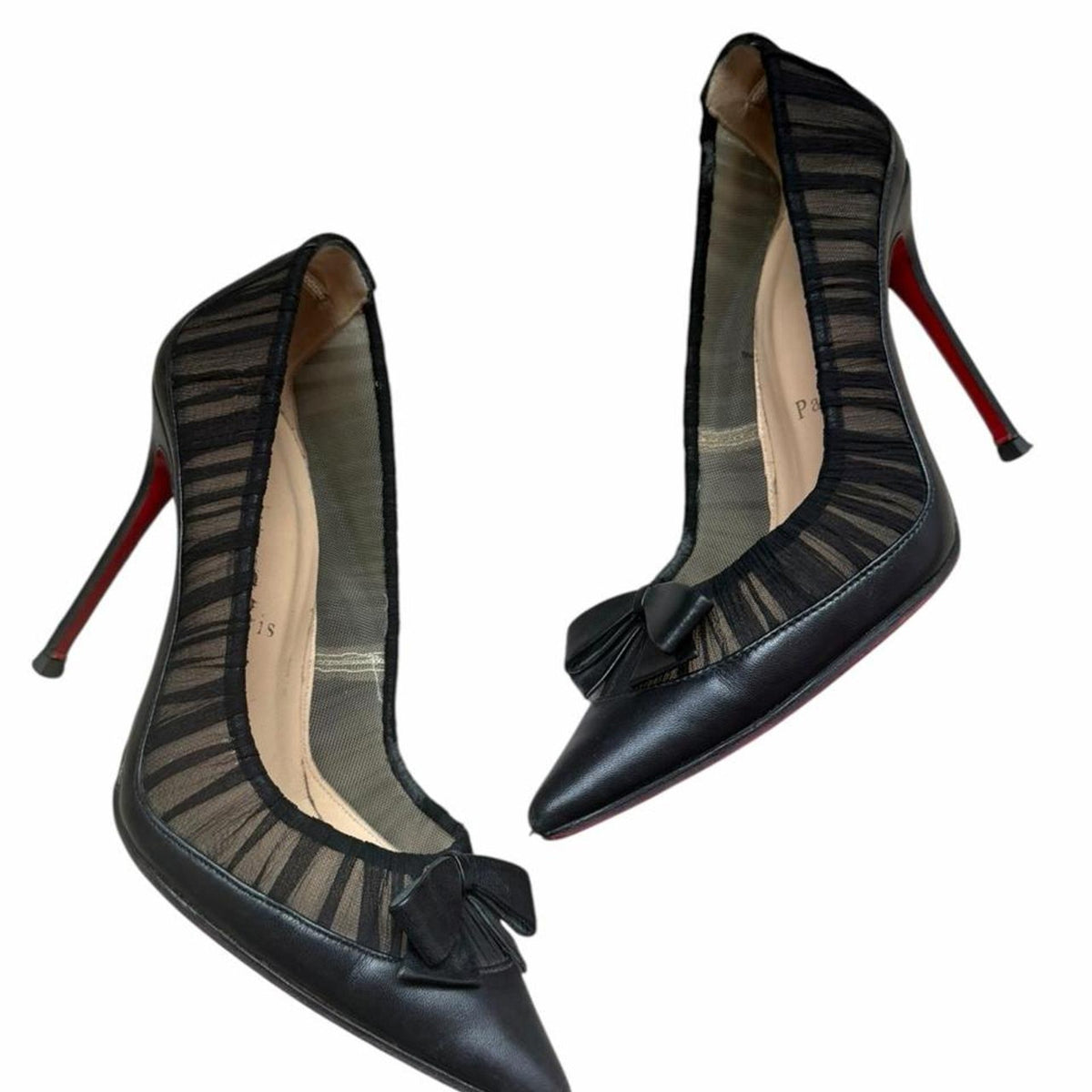 Christian Louboutin Sheer Panel Ribbon Pumps Black
