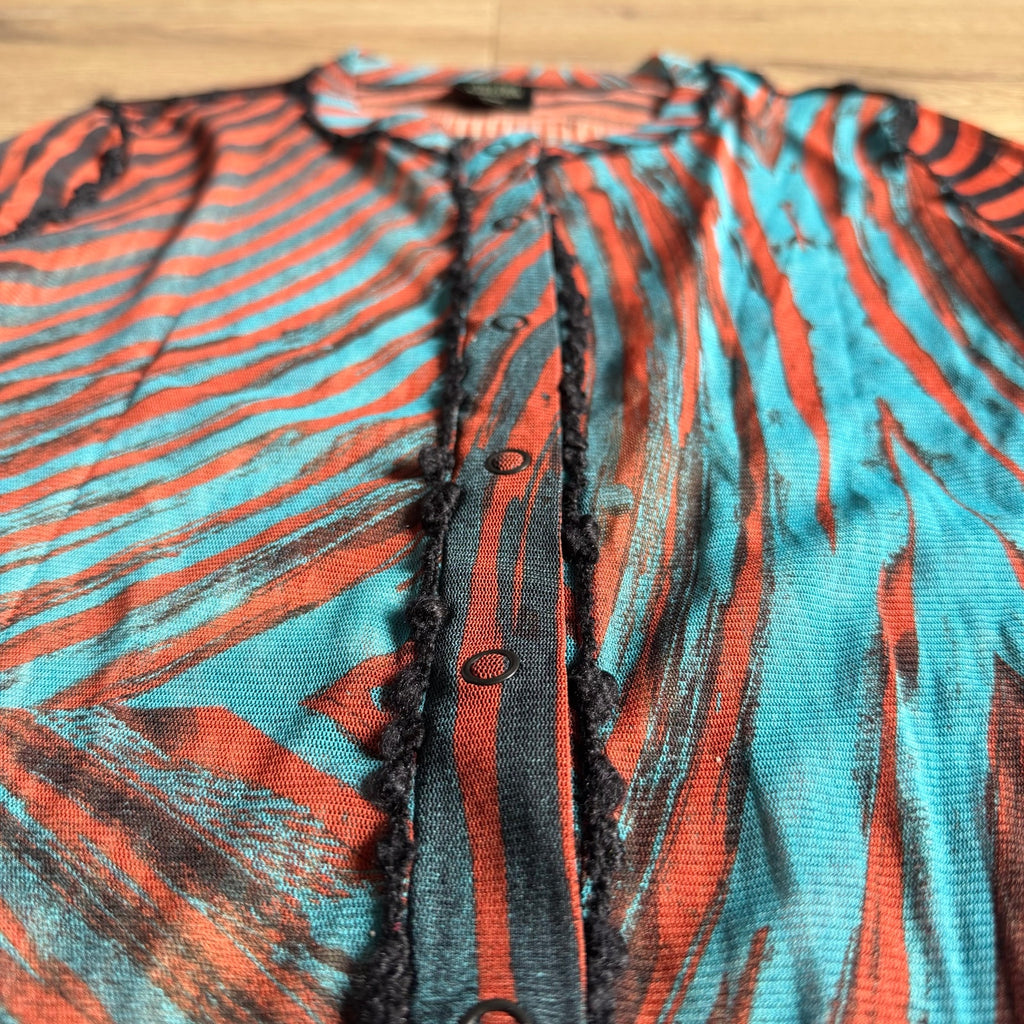 Jean Paul Gaultier Femme Psychedelic Face Graphic Mesh Cardigan