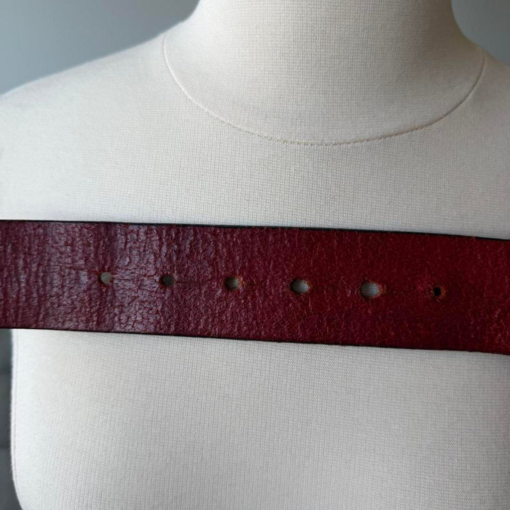Dsquared2 Brass Logo Buckle Red/Brown Leather Belt